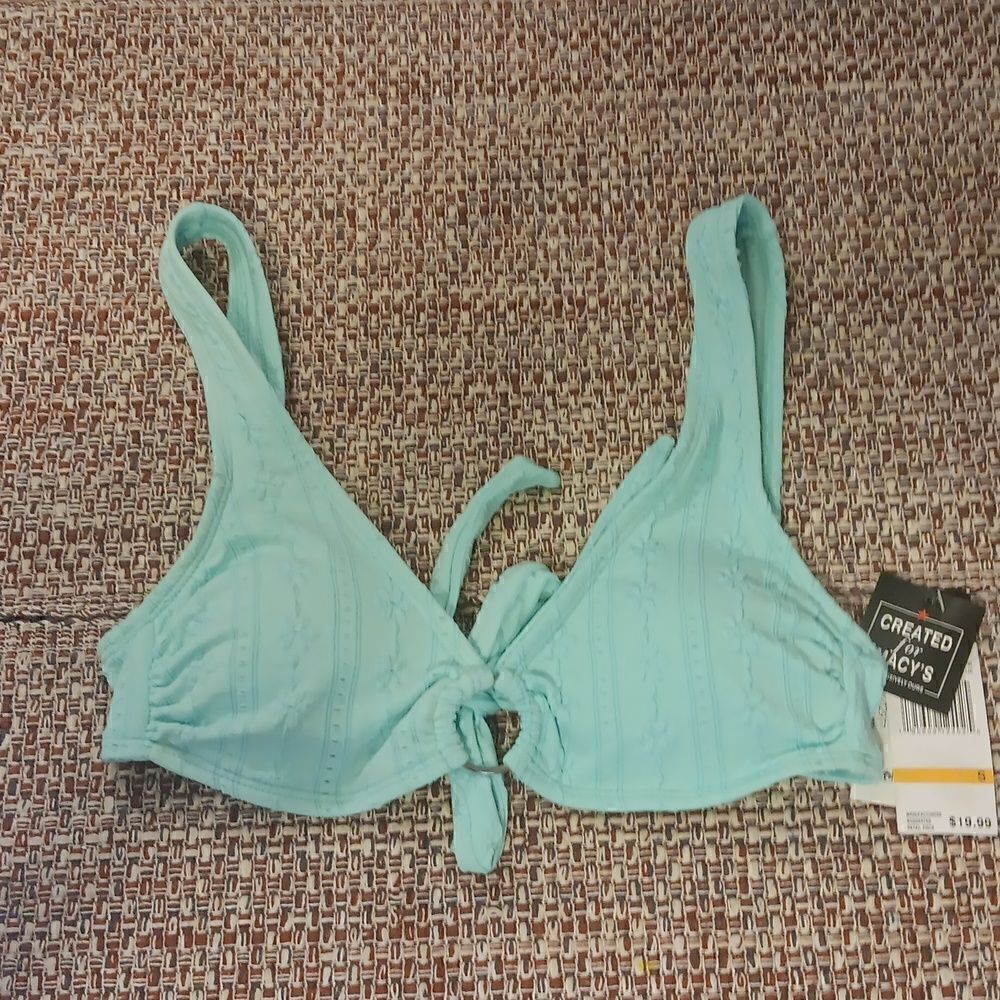 New California Waves Bikini Top Small Jacquard Bralette Blue‎